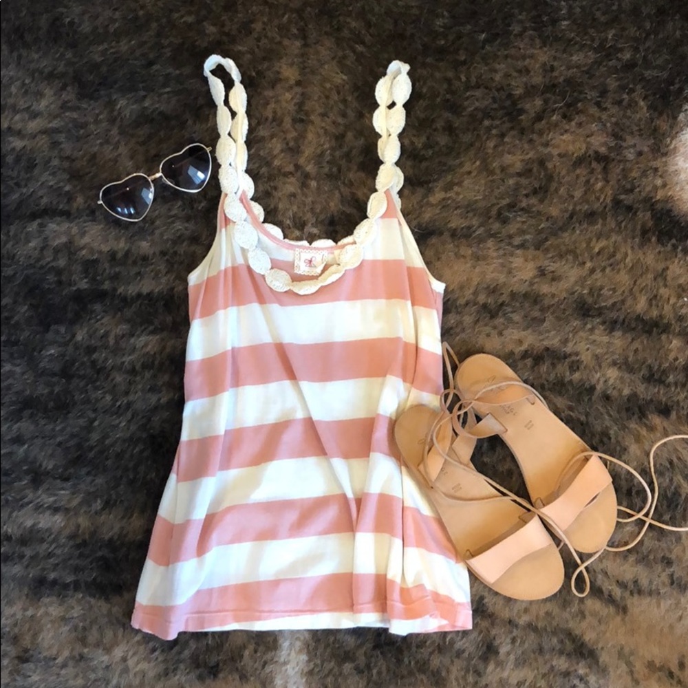 Pink and white striped Anthropologie tank